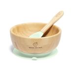 Moon and Moo Bamboo Suction Bowl and Spoon Set for Kids, Toddlers and Baby Weaning - Non-Toxic – Plastic Free - Stay Put - Baby Suction Bowl - Baby Weaning Set
