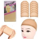 Wig Caps,12pcs Nude Wig Caps Beige Stocking Caps for Wigs Stretchy Nylon Wig Caps for Women