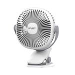 Dylect® Briza Clip Mate Rechargeable Fan | 2000mAh Battery | 8H Runtime | TruSilent BLDC Motor | 3-Speed | 360° Rotation | MICRO-B | Clip & Wall-Mount Fan | Home/Office/Home/Travel | White
