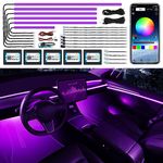 Acrylic Interior Car LED Strip Light with Wireless APP, RGB 18 in 1 with 175 inches 600 LEDs Fiber Optic Car Ambient Lighting Kits, 16 Million Colors Sound Active Function Car Neon Lights