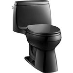 Kohler 3810-7 Santa Rosa Comfort Height Elongated 1.28 GPF Toilet with Aqua Piston Flush Technology and Left-Hand Trip Lever, Black