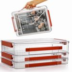 Set of 3 Portable Paper Storage Box Organizer, 9" X 14" Clear Plastic File Storage Box with Lids, Stackable Document Box Project Case for Organizing A4 File Paper, School Supply, Craft