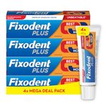 Fixodent Plus Denture Adhesives Cream, 40g x 4, Best Hold, Premium, Up To 88% Of The Hold At The End Of The Day , White