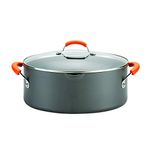 Rachael Ray Hard Anodized II Nonstick Dishwasher Safe 8-Quart Covered Oval Pasta Pot, Orange