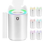 KUWUNG Humidifiers for Home, 3L Night Light Humidifier for Bedroom, Air Humidifier with Color Changing Night Light for Home Office, Lasts Up to 20 Hours, 3 Mist Modes, 2 Nozzles, Auto Shut Off