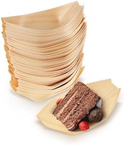 BambooMN Brand - Disposable Wood Boat Plates/Dishes, 5.25" Long x 3" Wide x 1" High, 100 Pieces