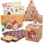 DIY Advent Calendar Kit: Beautiful Craft Advent Calendar 2023 with 24 Cube Boxes and Sticker Paper with Designs – Empty Advent Calendar to fill Yourself – Lovely DIY Christmas Advent Calendar LIVAIA