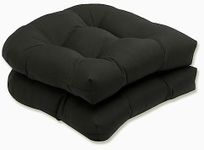 Pillow Perfect Wicker Seat Cushion with Black Sunbrella Fabric, Set of 2