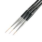 Winstonia Striping Nail Art Brushes for Long Lines, Details, Fine Designs. 3 pcs Striper Brushes with Caps - AMAZING TRIO