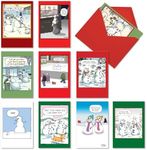 NobleWorks 10 Assorted Box Set Funny Christmas Greeting Cards w/5 x 7 Inch Envelopes (10 Designs, 1 Each) Silly Snowmen AC10704XSG-B1x10