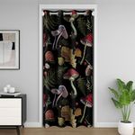 Castle Fairy Burgundy Plant Vintage Fallen Leaves Door Curtain for Privacy,Wild Mushroom Doorway Curtain 42" W X 80" L,Rustic Snail Print Farmhouse Style Door Drape for Closet Door 1 Panel