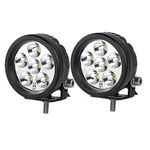 Super Bright Offroad LED Fog & Driving Light/Pods Light, 3.5" Round Compact Size for Truck/SUV, 6000K Cool-White Long-Range 10° Spot Beam, Corrosion/Vibration Resistant Waterproof, 12V/24V DC, 2-Pack