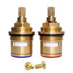 Winskybath Bathroom Basin 2PCS Pair 3/4 Ceramic Disc Cartridge Replacement Mixer Hot and Cold Tap Inner Faucet Valve Quarter Turn Brass Cartridge