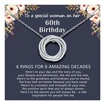 PINKDODO 60th Birthday Gifts for Women, 6 Decades Jewelry, 60 Years Old Birthday Gifts Ideas for 60th Birthday Necklace