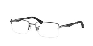 Ray-Ban RX6285 Rectangular Prescription Eyeglass Frames, Gunmetal/Demo Lens, 53 mm