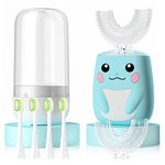 ELOTAME Kid's Electric Toothbrush - Cute Cartoon Style with 6 Adjustable Levels, 4 Replaceable Brush Heads, 360-Degree Comprehensive Cleaning, IPX7 Waterproof Rating (2-7 Y, Blue)