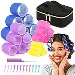 Hair Rollers with Free Cosmetic Bag - Self Grip Heatless Sooninno Jumbo Hair Curlers Rollers for Bangs,Long,Medium,Curly,Volume Hair - Set of 38 PCS,Hair Rollers with Clips,Comb,Best Rollers Hair Curlers