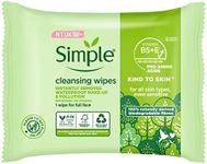 Simple, Kind to Skin, Biodegradable Cleansing Wipes with Vitamin B5, Vitamin E and Pro Amino Acids, 25 Pack