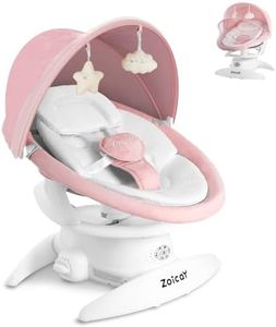 Zoicay 3-in-1 Baby Swings for Infants to Toddler with Motion Detection, Portable Baby Swing & Removable Swing Seat, BT Enabled & 360°Rotating Seat and Manual Remote with 3 Swing Modes & 5-Speeds(Pink)