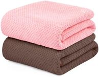 YURIRIA Bathroom Towels 2 Pack Ultra Soft Water Absorbent Towel Set for Quick Drying Microfiber Towels in Bathrooms, Beach, Swimming Pool, Gym, and Spa Centers (Dark Coffee+Pink)