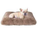 EHEYCIGA Calming Dog Crate Bed Medium, Washable Anti Anxiety Dog Pet Bed, Fluffy Dog Pillow Mat with Anti-Slip Bottom, Camel, 29.5"x20"x4"