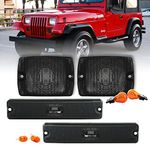 USR DEPO 94-95 YJ Side Marker Lights - COMBO Smoke Front Bumper Turn Signal Lamps + Fender Parking Sidemarkers Light Set Compatible with 1994-1995 Wrangler YJ Chassis (Smoke 4 Pieces)