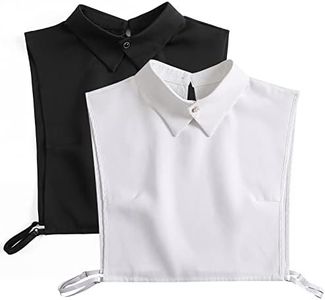 TAGVO Collar Falso de Dama,2 Piezas Blusa Media Camisa Cuello en V Falso Desmontable Camisa Collar Decorativo Collar, Dickey Corbata Blanco&Negro para Mujer