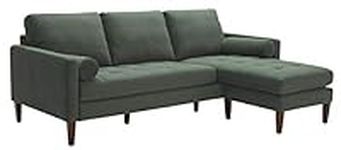 Amazon Brand – Rivet Aiden Mid-Century Modern Velvet Reversible Sectional Sofa (86") - Hunter Green