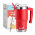 Mollcity 16 oz Tumbler Stainless Steel Double Wall Vacuum Insulater Coffee Tumbler with Lid and Straw-Reusable Travel Mug Cup for Women(Canyon Red)