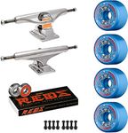 Independent Skateboards Old School Skateboard Pack with Independent Trucks, Powell G-Bones Blue Wheels, Bones Reds Bearings, Mounting Hardware, and Risers, Stage 11 STD Raw 169 (9.125 inch)