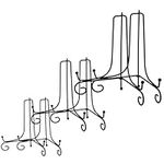 BELLE VOUS 6 Pack 3 size Anti-Slip Plate Stands for Display - Black Iron Easel Stands for Decorative Plates, Photos and Tabletop Art (4, 6, 8 inch)