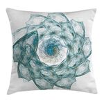 Ambesonne Spires Throw Pillow Cushion Cover, Flower Shaped Spiral Digital Vortex Pattern with Colored Elements Image, Decorative Square Accent Pillow Case, 18" X 18", Teal