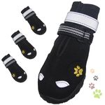 Dog Shoes, FISHOAKY Dog Shoes for Medium Dogs, 4 Pack Dog Booties Waterproof for Small Dogs with Black, Dog Boots & Paw Protectors (Size 3)