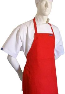 CHEFSKIN RED Apron + White HAT Medium fits Kids 8-12 Years School, Party Favor, etc