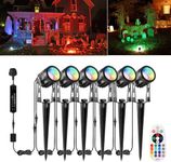 ECOWHO Halloween Garden Spotlights Mains Color Changing Outdoor Garden Spike Lights IP65 Waterproof 20m Extendable Xmas Spot Lights 12V Garden Lights Timer Remote for Holiday Decor(Cool White&RGB)