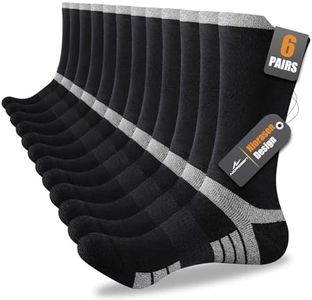 Niorasen 6 Pairs Men's Cotton Crew Work Boot Socks, Moisture Cushioned Athletic Sports Socks for Hiking Running Workout, Black 6-8