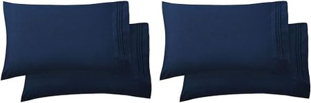 Elegant Comfort Luxury Ultra-Soft 2-Piece Pillowcase Set 1500 Thread Count Egyptian Quality Microfiber Double Brushed-Wrinkle Resistant, King Size, Navy Blue (Pack of 2)