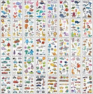 400PCS (40 Sheets) Temporary Tattoos Kids Tattoos Temporary Tattoo Stickers Waterproof Fake Tattoos Cute Children Tattoos Waterproof Tattoos Kids Fake Tattoos Animals Tattoos Cartoon Tattoos For Kids