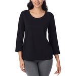 Nautica Womens 3/4 Sleeve Sleep Shirt - Lightweight Breathable Pajama Top - Cotton Knit Jersey Crewneck Sleepwear Loungewear, Black, 3X