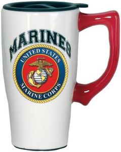Spoontiques - Ceramic Travel Mugs - Marines Cup - Hot or Cold Beverages - Gift for Coffee Lovers