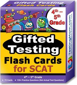 TestingMom.com SCAT Test Prep Flash Cards (School and College Ability Test) – Intermediate Level Grades 4 – 5 – Complete SCAT Test for Students Applying to Johns Hopkins Center for Talented Youth