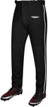 Exxact Sports Home Run Men's Baseball Pants with Piping - Full-Length, Semi-Relaxed Fit, Open-Bottom Adult Baseball Pants - (AM, Black/White Piping)