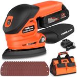 THINKWORK Cordless Detail Sander - 20V Electric Sander Tool with 21Pcs Sandpapers, 12000 OPM Power Sander with Dust Collection, Battery, Charger, Bag, Compact Hand Sanders for Woodworking,Sanding