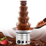 Flyseago Commercial Chocolate Fountain 5 Tiers 13.2 Lbs Nacho Cheese Fountain Stainless Steel Hot Fondue Fountain Machine for Bakery, Party, Gathering, Wedding, Rental, Knob Control