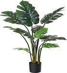 Fox & Fern Artificial Monstera Real(Pack of 1) 8 pcs Real Touch Leaves (90 CM/H) Silk Fake Tropical Plant with Pot Indoor Outdoor Home & Office Greenery Decor (Green) GAJW3023