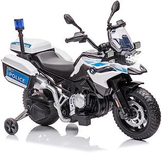 Electric Ride On Police Motorcycle, 12V 7Ah Licensed BMW Ride On Car for Tollder with 2 Speeds, Warning Lights,LED Headlights, Spring Suspension, MP3, Music, and Training Wheels for Boys and Girls
