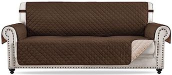 RHF Reversible Sofa Cover for Dogs for 3 Cushion Couch for Living Room,Sofa Slipcover,Couch Protector(Sofa:Chocolate/Beige)