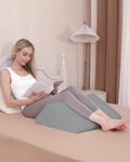 Forias Knee Wedge Pillow for Legs 8" Pure Memory Foam Bed Wedge Pillow for Sleeping After Surgery Triangle Pillow Wedge for Knee Support Leg Elevation Sciatica Knee Hip Back Pain Relief - Gray