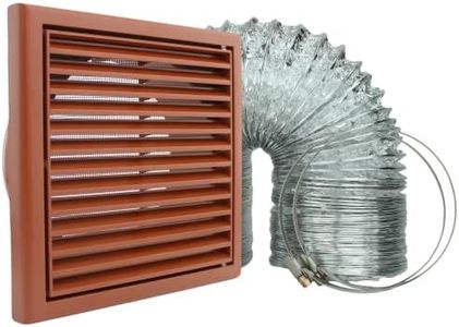 VENTS Cooker Hood Duct Vent Kit, 150mm (6-inch) Diameter. Terracotta Louvered Grille with Insect Fly Mesh, 2 Jubilee Clips, 3 Meters Semi-Rigid Metal Aluminium Ducting