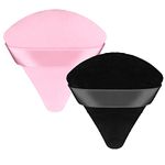 Patelai 2 Pcs Powder Puff Makeup Puff Triangle Powder Puff Soft Powder Sponge Reusable Triangle Sponges with Strap for Loose Powder Cosmetic Foundation Wet Dry Makeup (Black, Pink)